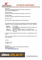 پذیرفته شدن و چاپ مقاله در مجله فنلاندی (Journal of Language Teaching Research)