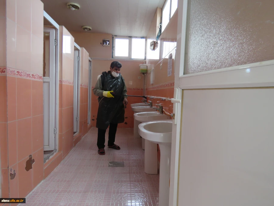 ضد عفونی مستمر فضاهای مختلف پردیس بنت الهدی صدر ادامه دارد 11